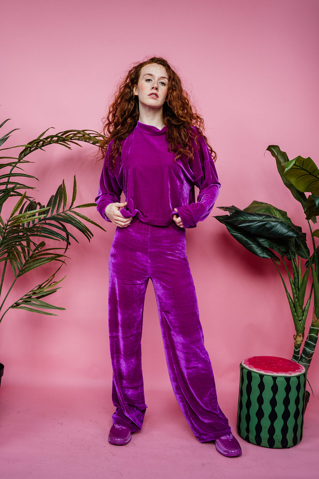 Velvet Batwing Top in Orchid