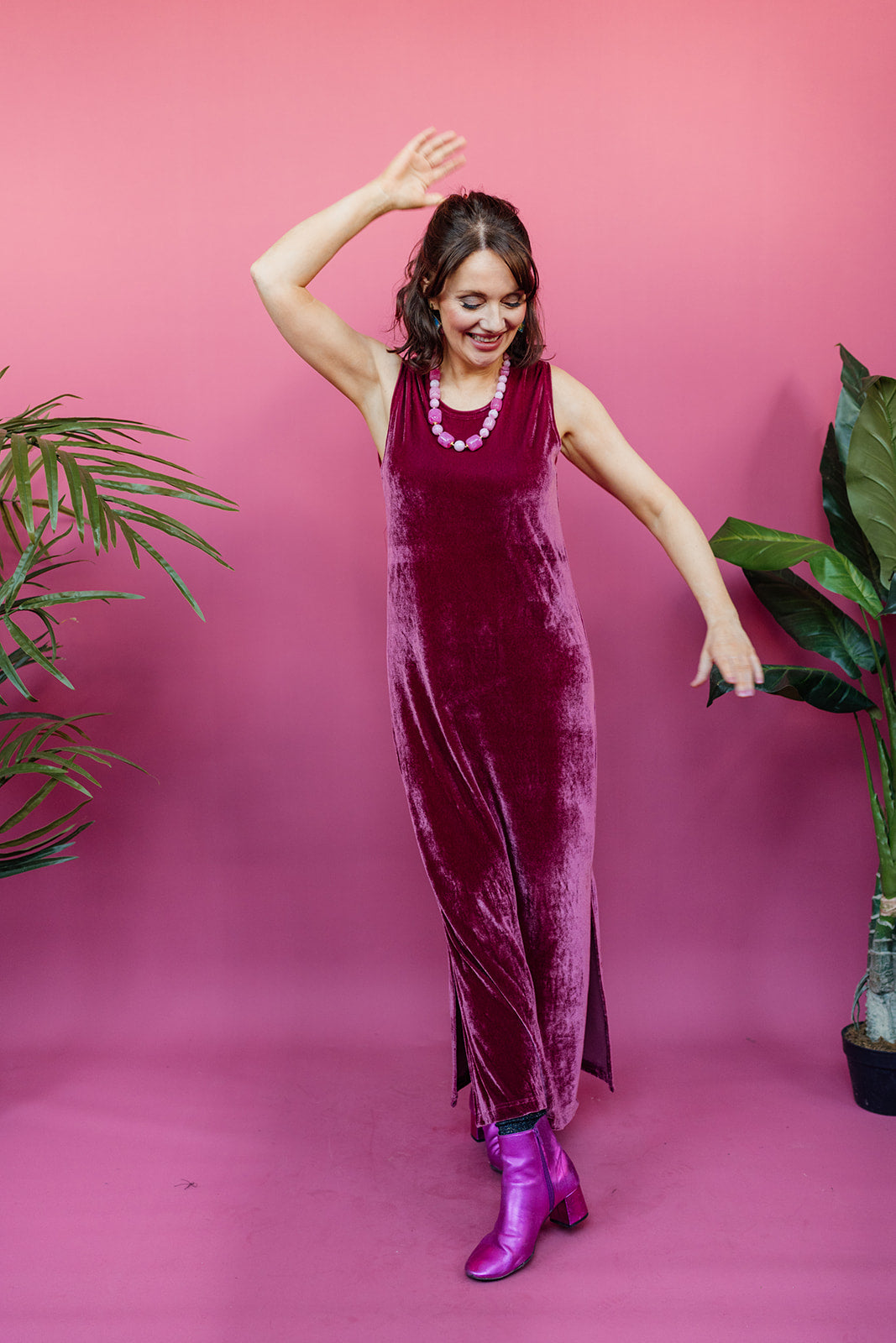 Velvet Maxi Dress in Dusty Rose