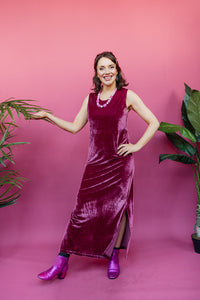 Velvet Maxi Dress in Dusty Rose