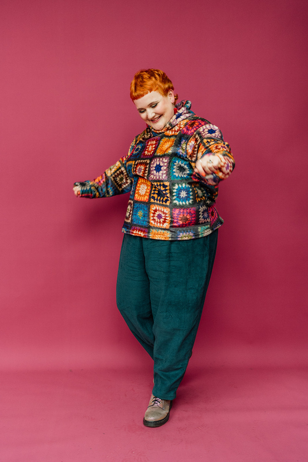 * Funnel Neck Pullover in Crochet Print - Megan Crook