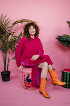 Velvet Batwing Top in Bright Pink - Megan Crook