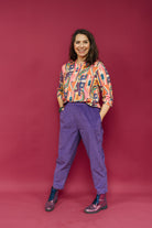 3/4 Sleeve Top in Peach Retro Block - Megan Crook