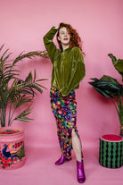 Velvet Batwing Top in Olive Green - Megan Crook