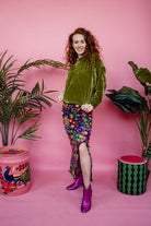 Velvet Batwing Top in Olive Green - Megan Crook