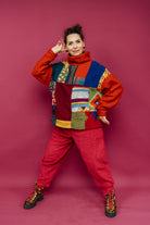 Patchwork Boucle Jumper in Orange + 1 Colour - Megan Crook