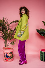 Load image into Gallery viewer, Embellished Short Wool Coat in Lime Green