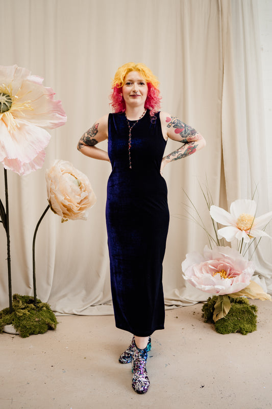 Velvet Maxi Dress in Midnight