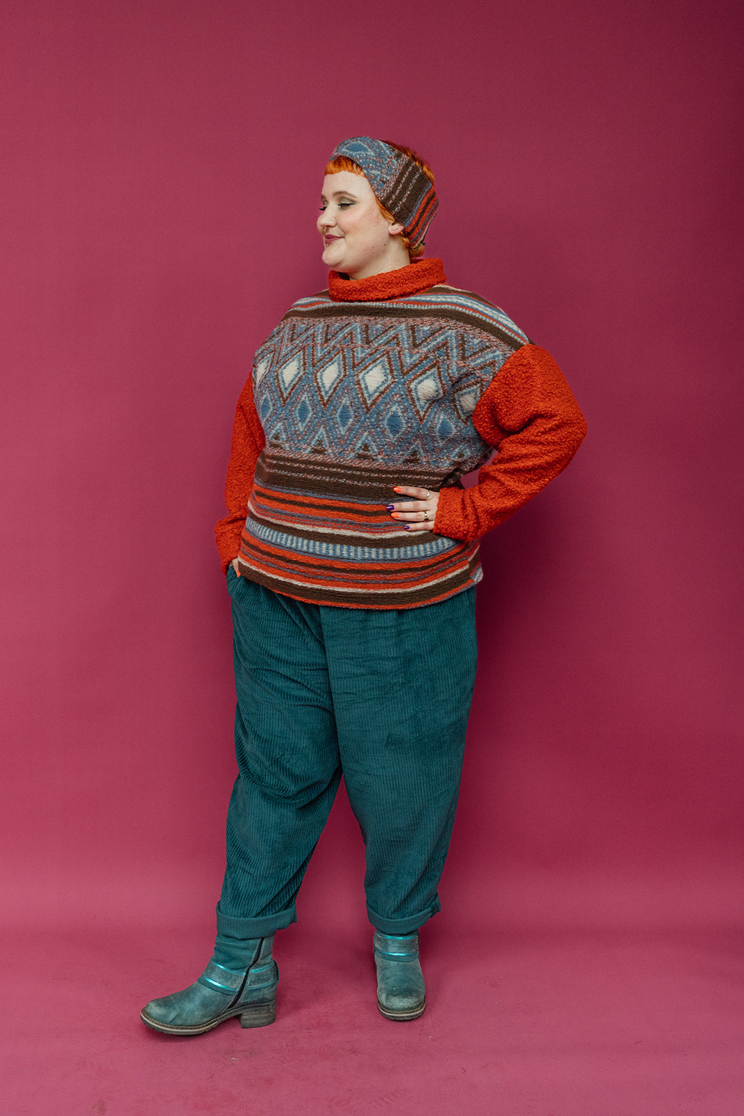 Knitted Pullover in Neutral Triangle - Megan Crook