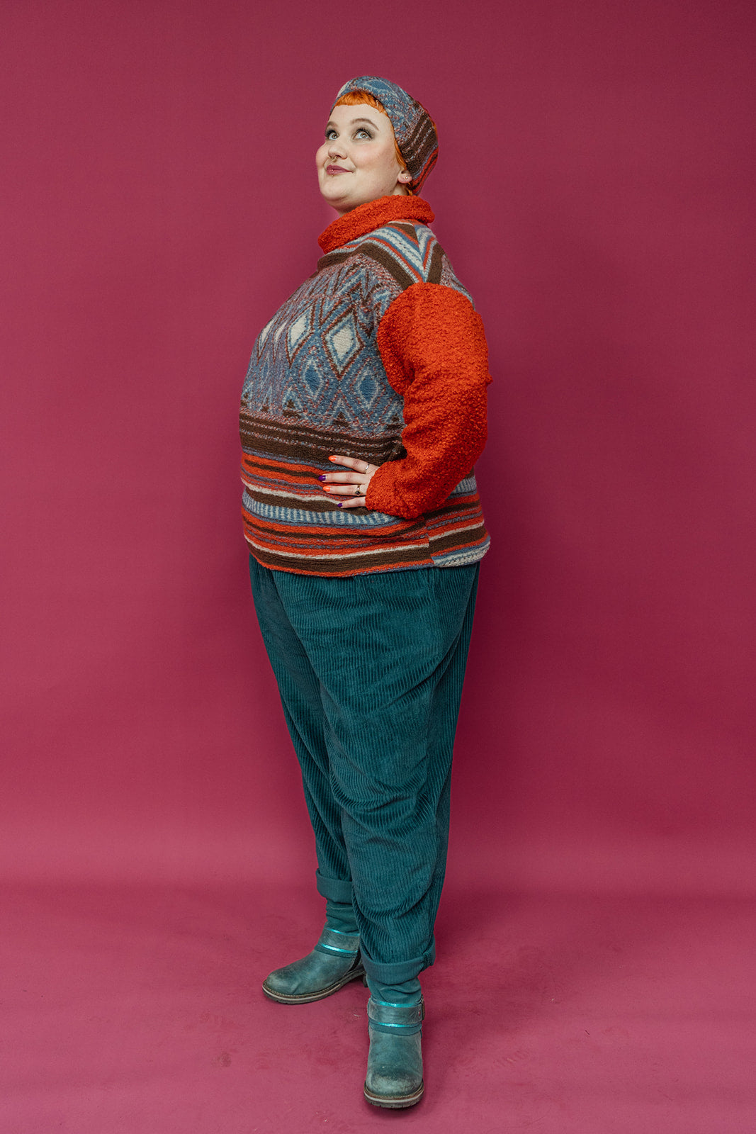 Knitted Pullover in Neutral Triangle - Megan Crook