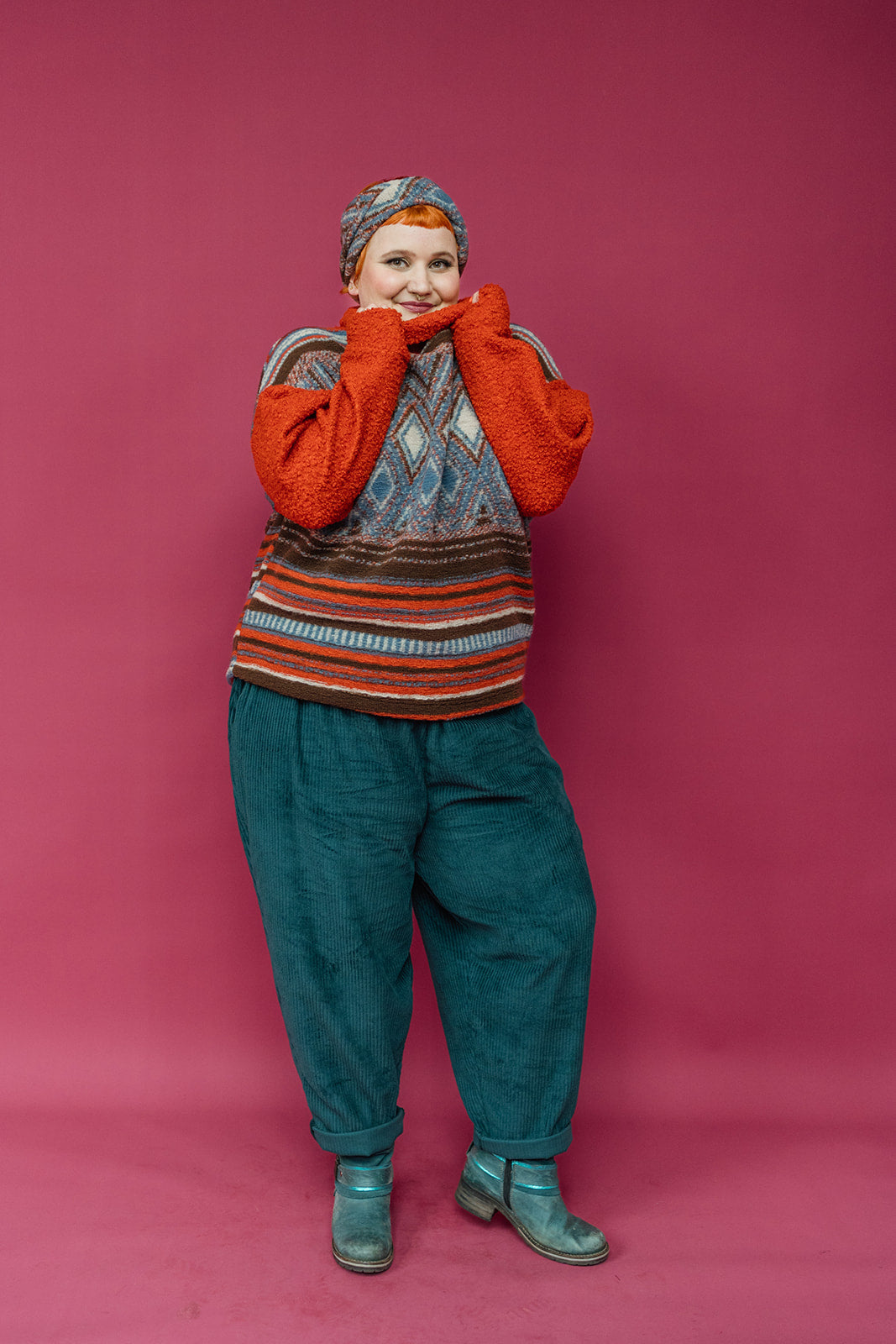 Knitted Pullover in Neutral Triangle - Megan Crook