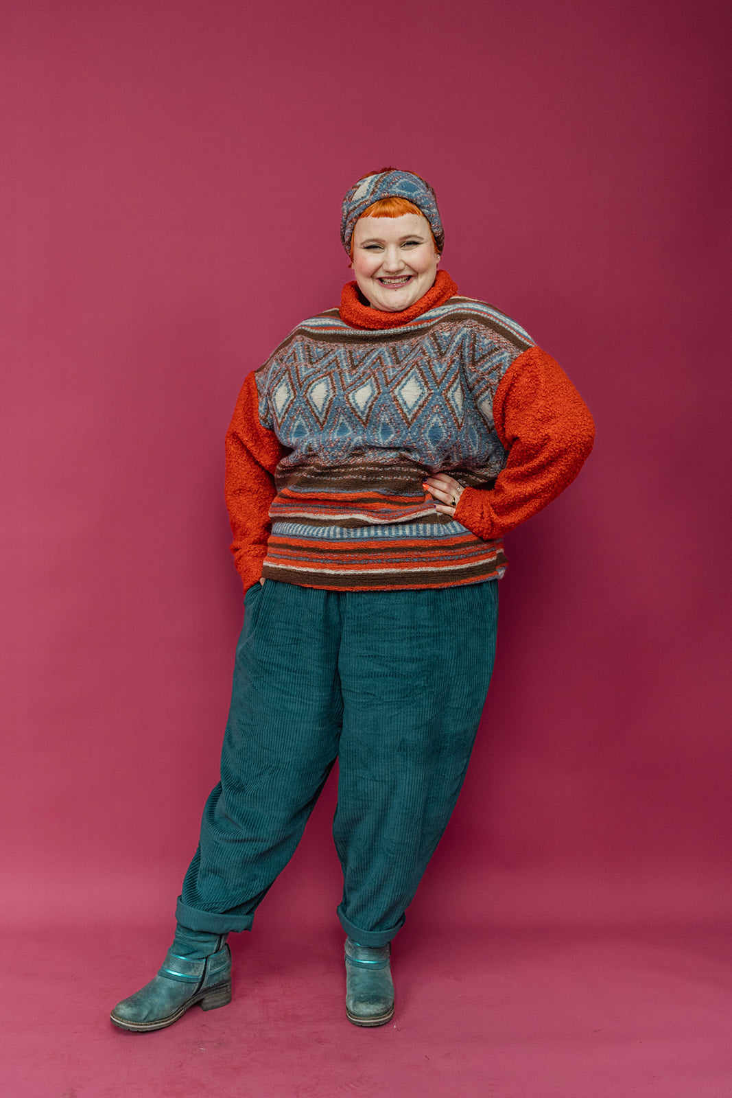 Knitted Pullover in Neutral Triangle - Megan Crook