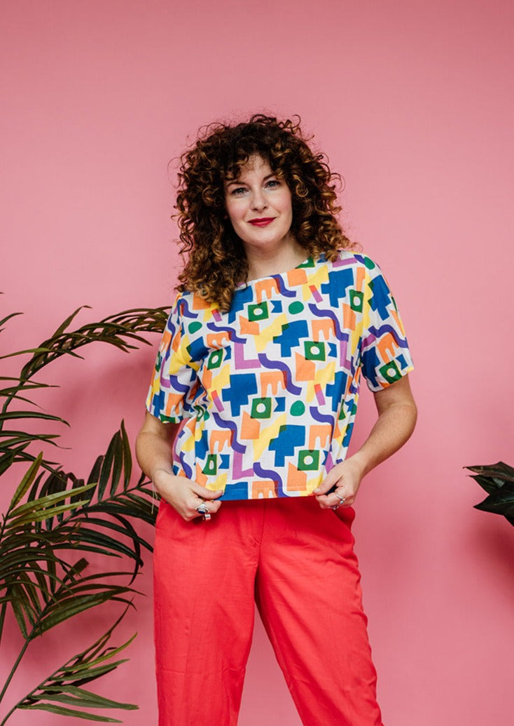 Smock Top in Rainbow Block - Megan Crook