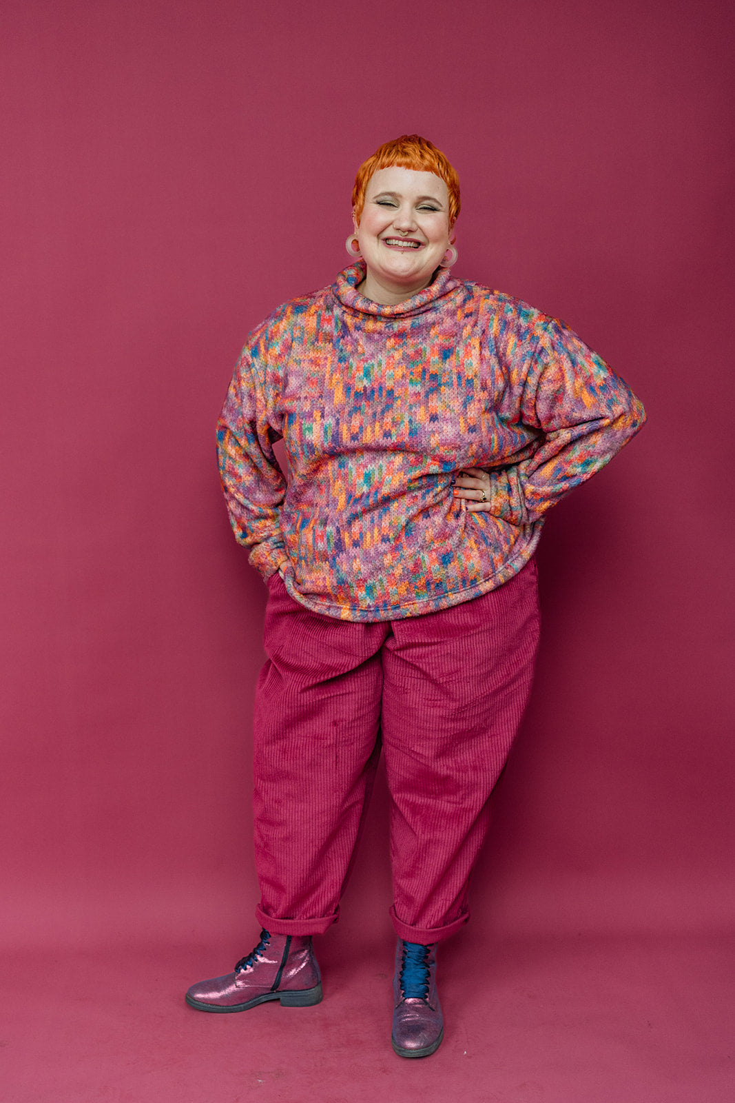 Funnel Neck Pullover in Mini Knit - Megan Crook