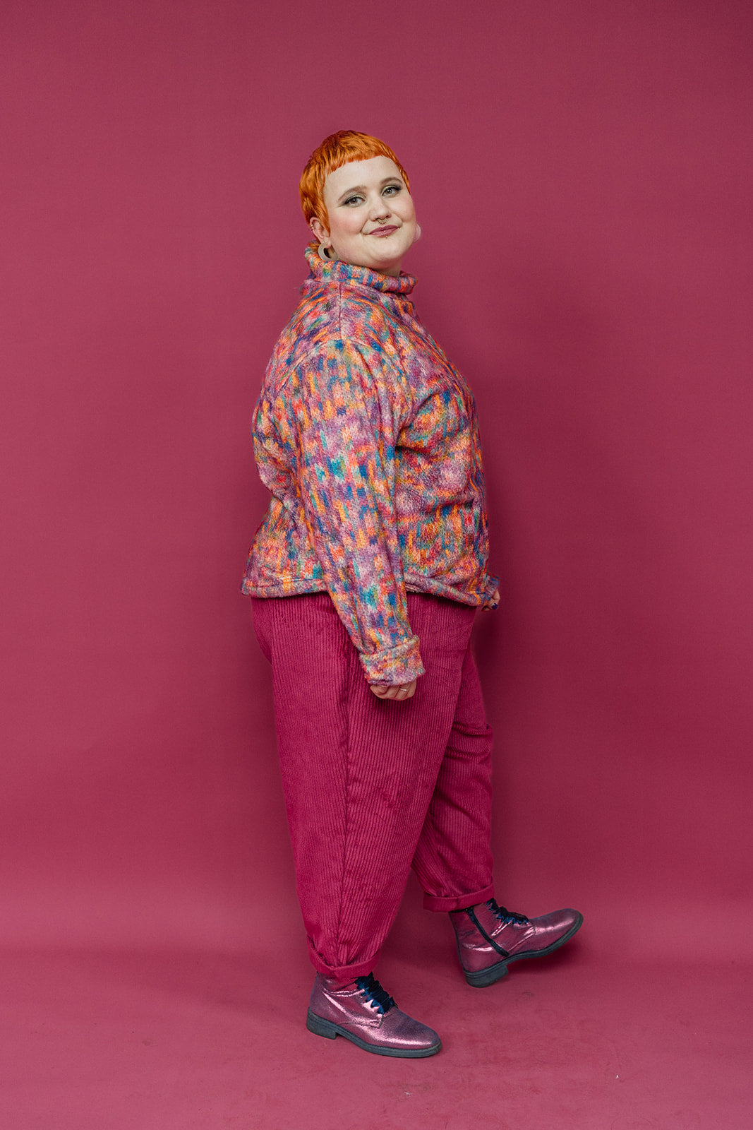 Funnel Neck Pullover in Mini Knit - Megan Crook