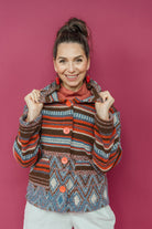 Knitted Box Jacket in Neutral Triangle - Megan Crook