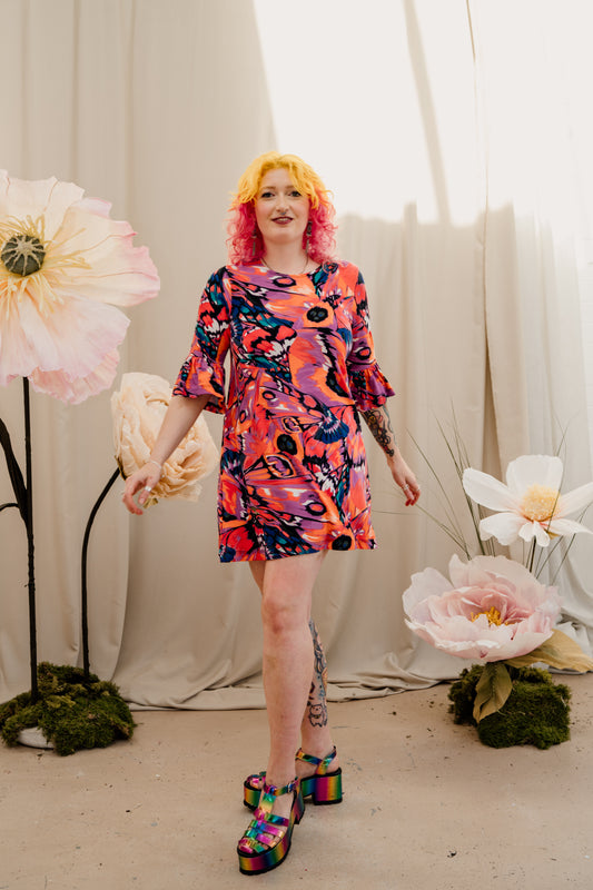 Swing Dress in Butterfly Wing Jersey