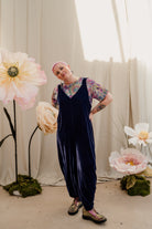 Velvet Dungaree Jumpsuit in Lavender Grey + 1 Colour - Megan Crook