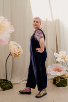 Velvet Dungaree Jumpsuit in Lavender Grey + 1 Colour - Megan Crook