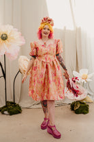 Regency Dress in Gold & Coral - Megan Crook