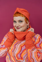 Load image into Gallery viewer, Cable Knit Jersey Wrist Warmers in Orange