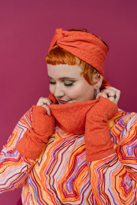 Long Sleeved Turtleneck in Orange Geode