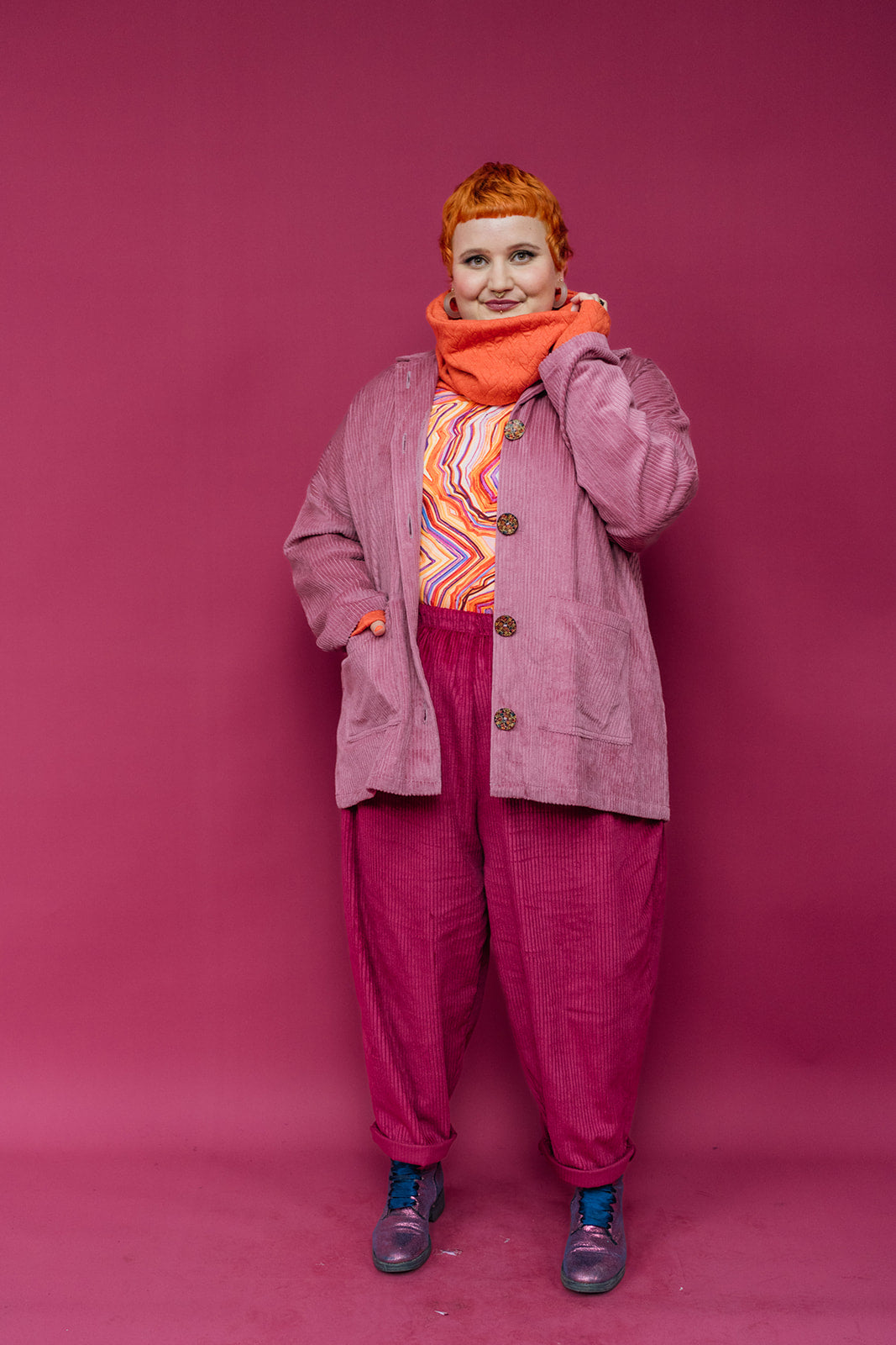 Tapered Trousers in Berry Cord - Megan Crook