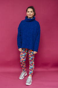 Boucle Funnel Neck Pullover in Royal Blue