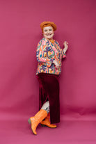 3/4 Sleeve Top in Peach Retro Block - Megan Crook