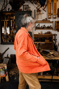 Corduroy Cropped Chore Jacket in Orange