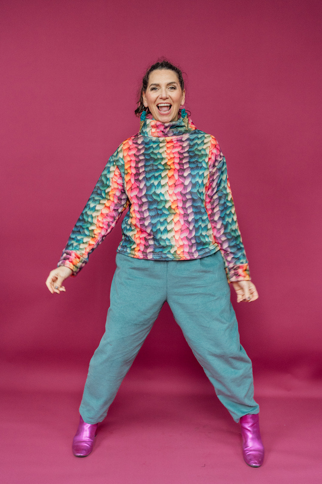 Funnel Neck Pullover in Big Knit - Megan Crook