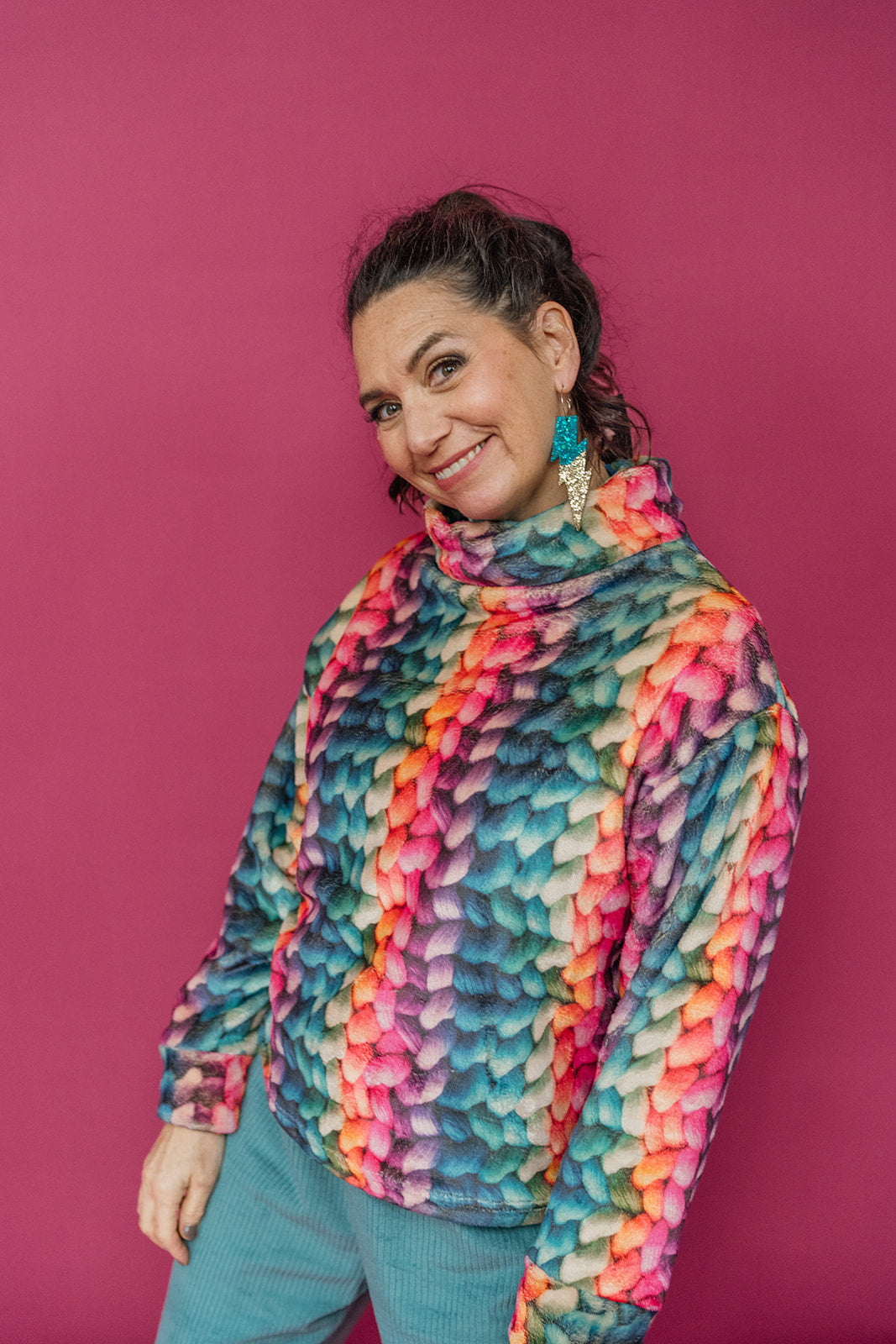 Funnel Neck Pullover in Big Knit - Megan Crook