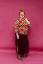 3/4 Sleeve Top in Orange Granny Square - Megan Crook