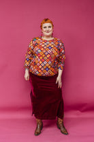 3/4 Sleeve Top in Orange Granny Square - Megan Crook