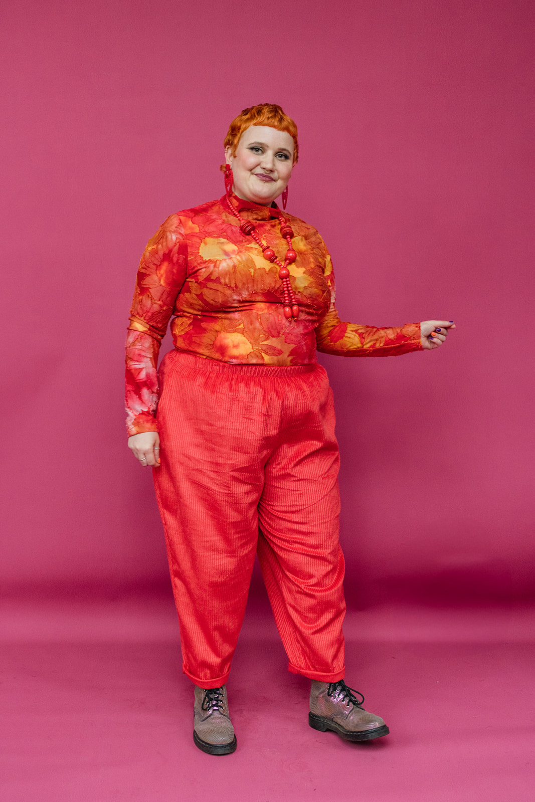 Mock Turtleneck in Autumn Floral Burnout Jersey - Megan Crook