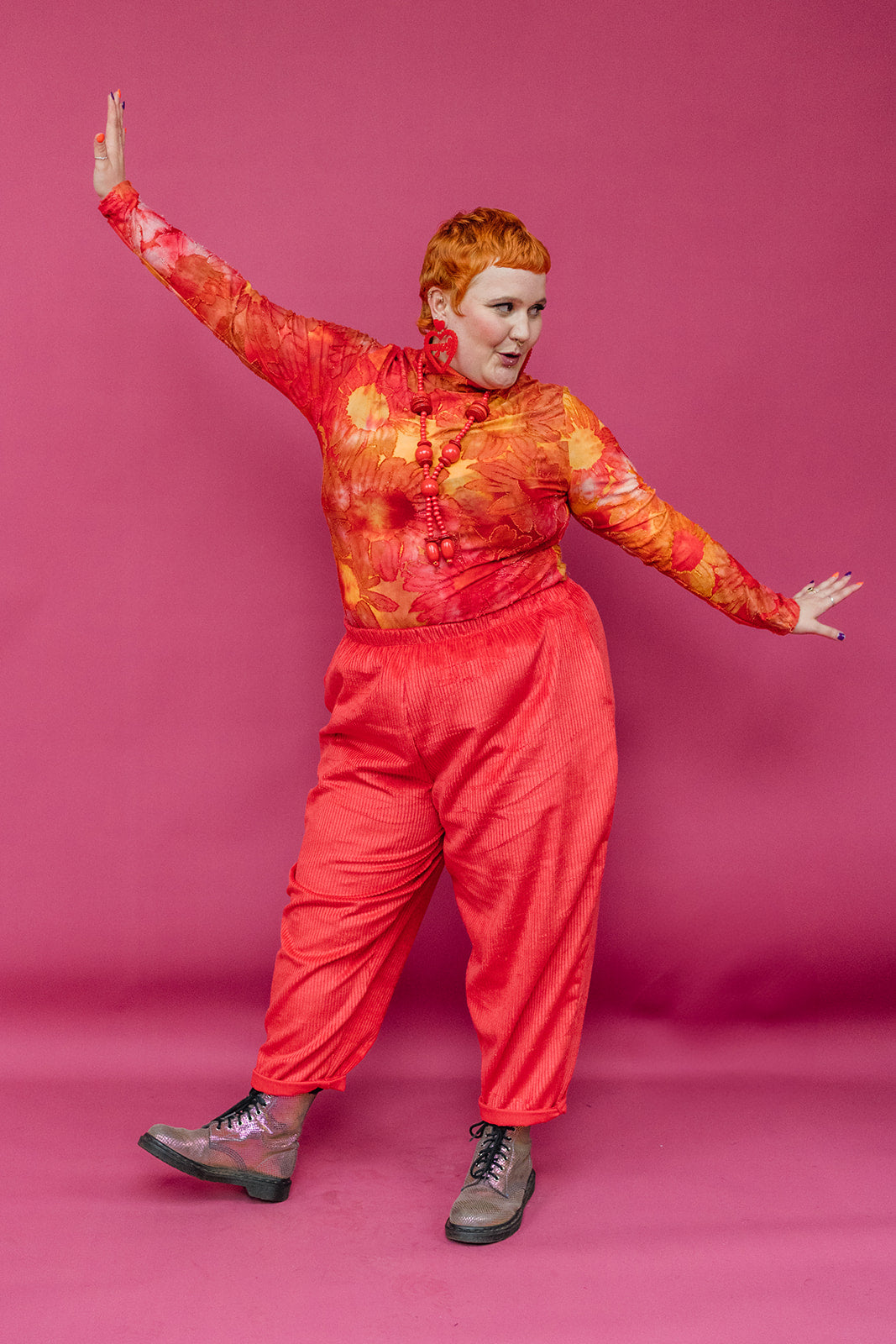 Tapered Trousers in Red Cord - Megan Crook