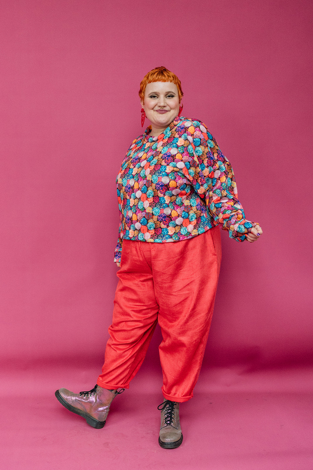 * Batwing Pullover in Pom Pom Digital Print - Megan Crook