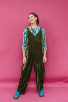 3/4 Sleeve Top in Green Retro Block - Megan Crook