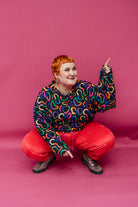 Batwing Pullover in Squiggle Blobs Rainbow - Megan Crook