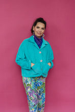 Load image into Gallery viewer, Corduroy Cropped Chore Jacket in Aqua