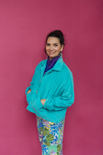 Load image into Gallery viewer, Corduroy Cropped Chore Jacket in Aqua