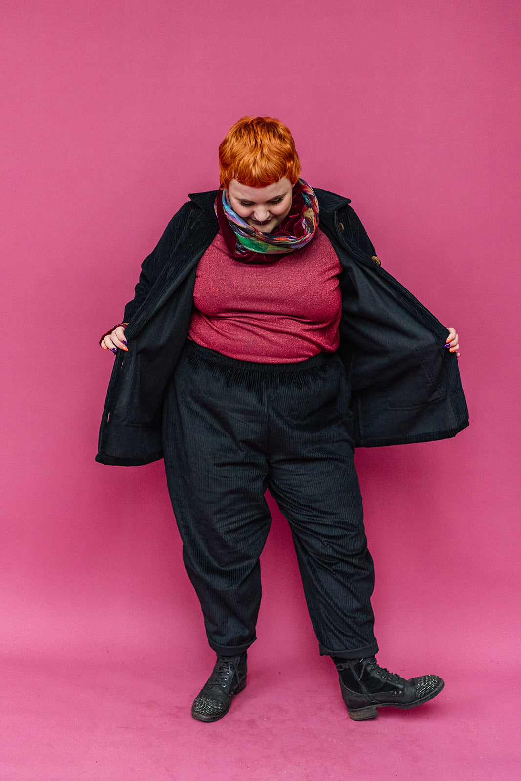 Tapered Trousers in Black Cord - Megan Crook