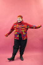 Knitted Box Jacket in Red Aztec - Megan Crook