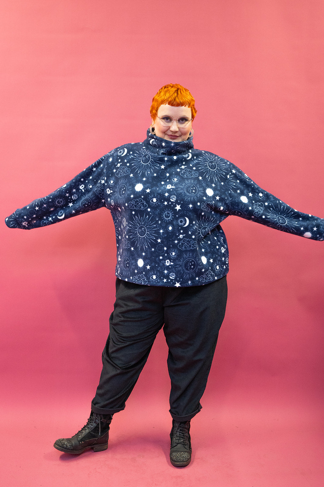 Funnel Neck Pullover in Celestial Print - Megan Crook