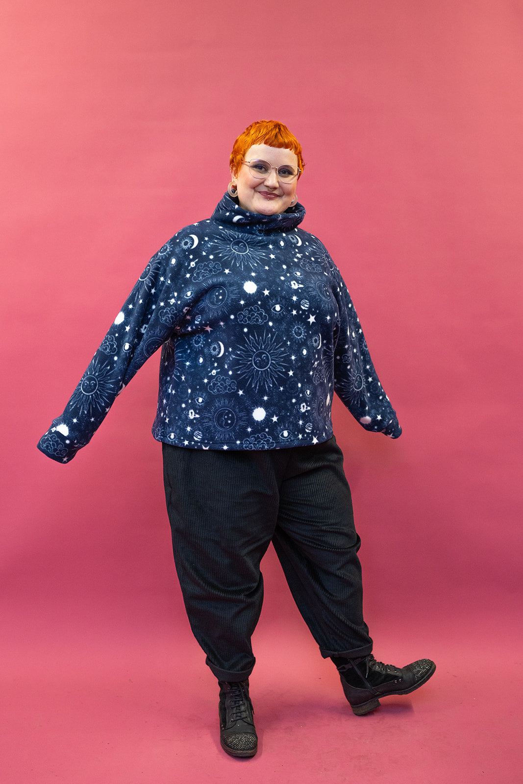 Funnel Neck Pullover in Celestial Print - Megan Crook