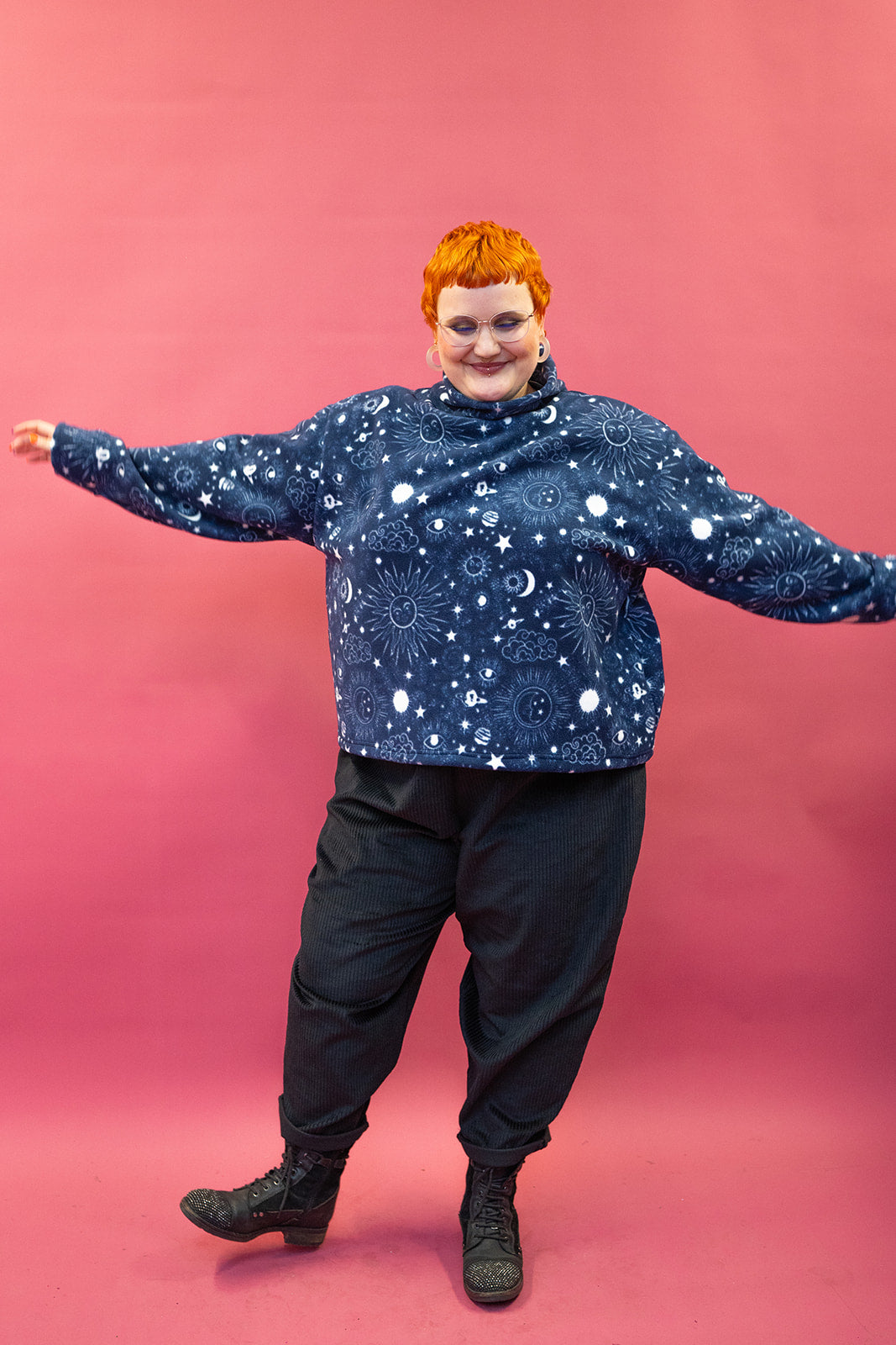 Funnel Neck Pullover in Celestial Print - Megan Crook