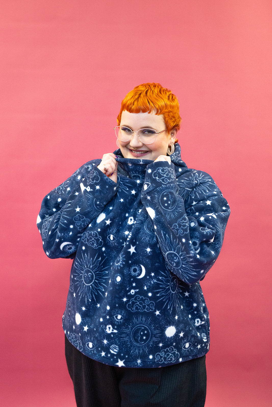 Funnel Neck Pullover in Celestial Print - Megan Crook