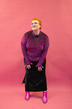 Load image into Gallery viewer, Long Sleeved Mock Turtleneck in Purple Leopard Burnout