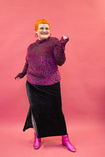 Load image into Gallery viewer, Long Sleeved Mock Turtleneck in Purple Leopard Burnout