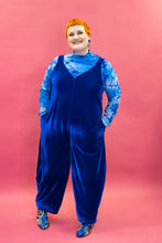 Load image into Gallery viewer, Velvet Dungaree Jumpsuit in Royal Blue