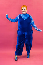 Load image into Gallery viewer, Velvet Dungaree Jumpsuit in Royal Blue